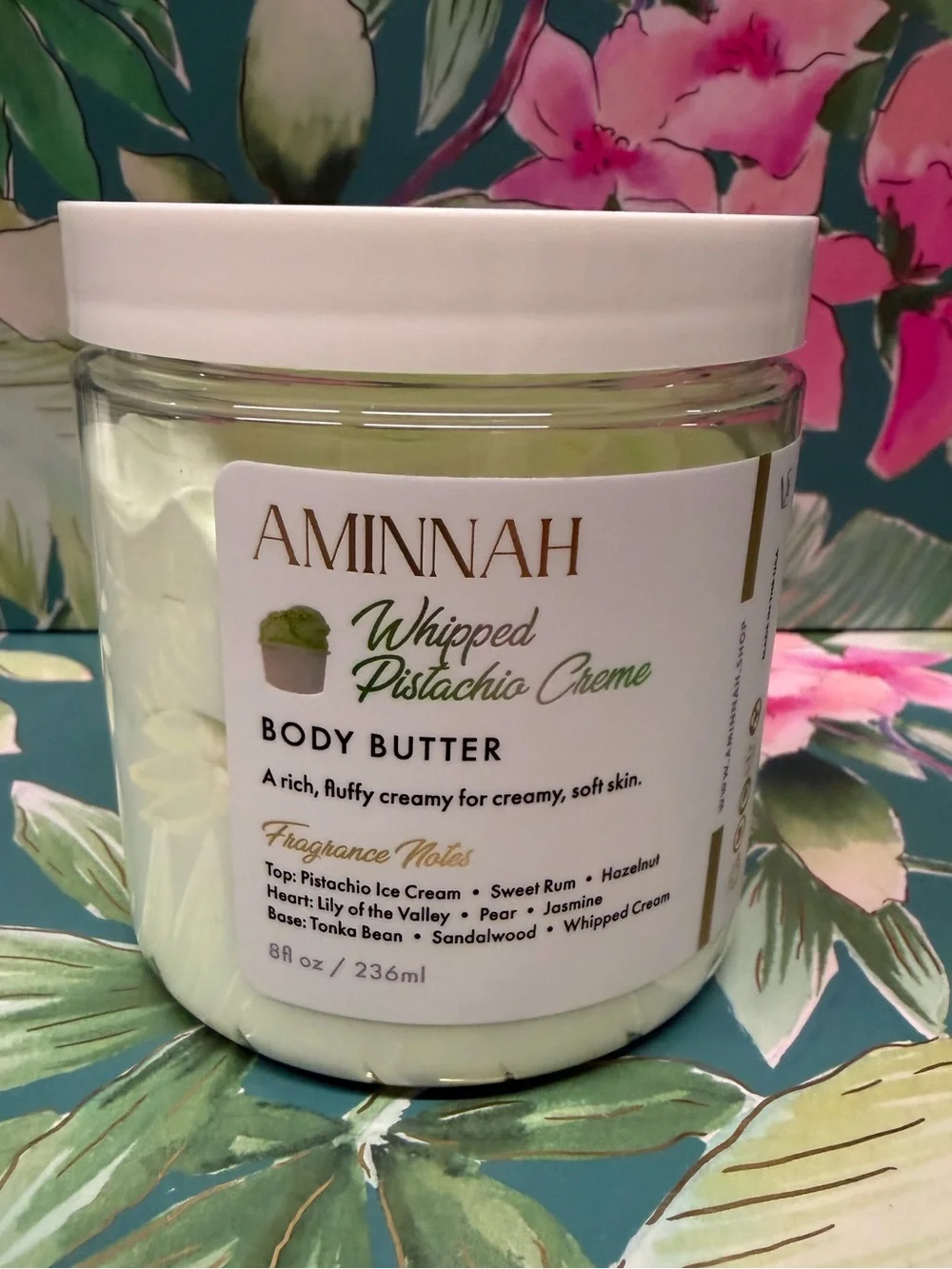 Aminnah Whipped Pistachio Creme Body Butter 8oz Rare Scent
